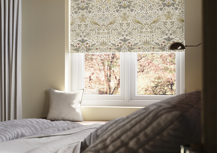 William Morris At Home Strawberry Thief, Ochre - Roller Blind - Image 5